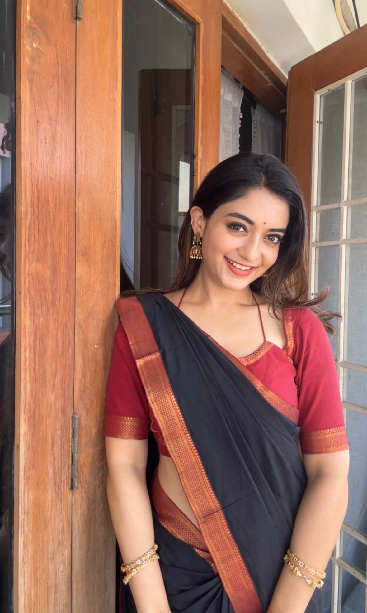 Maroon Tie Blouse