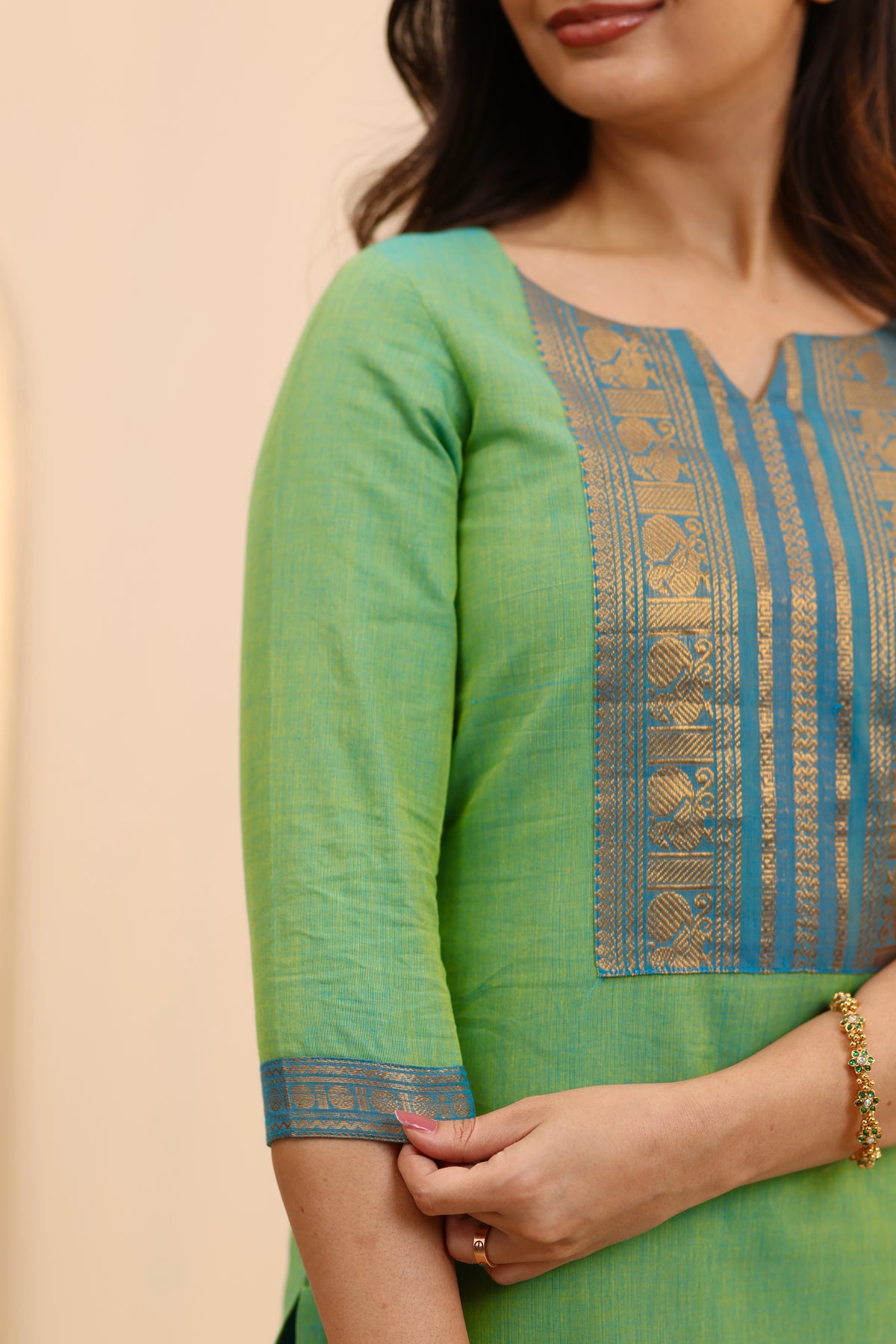 Meadow Teal Chettinad kurti and dupatta