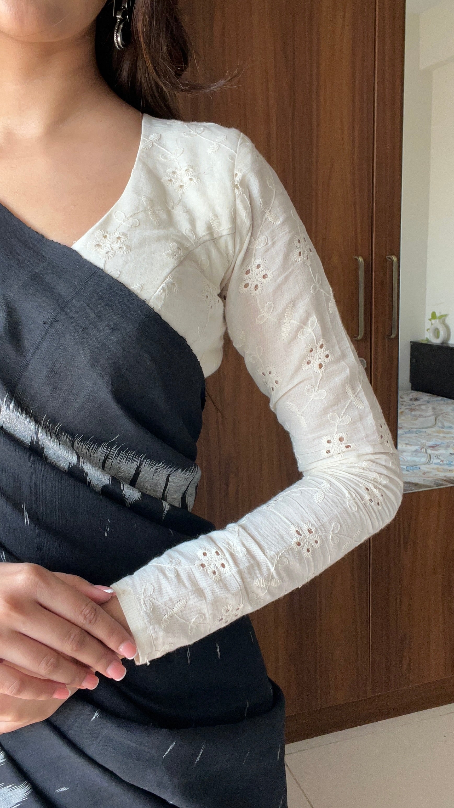 Half White Full Sleeve Blouse