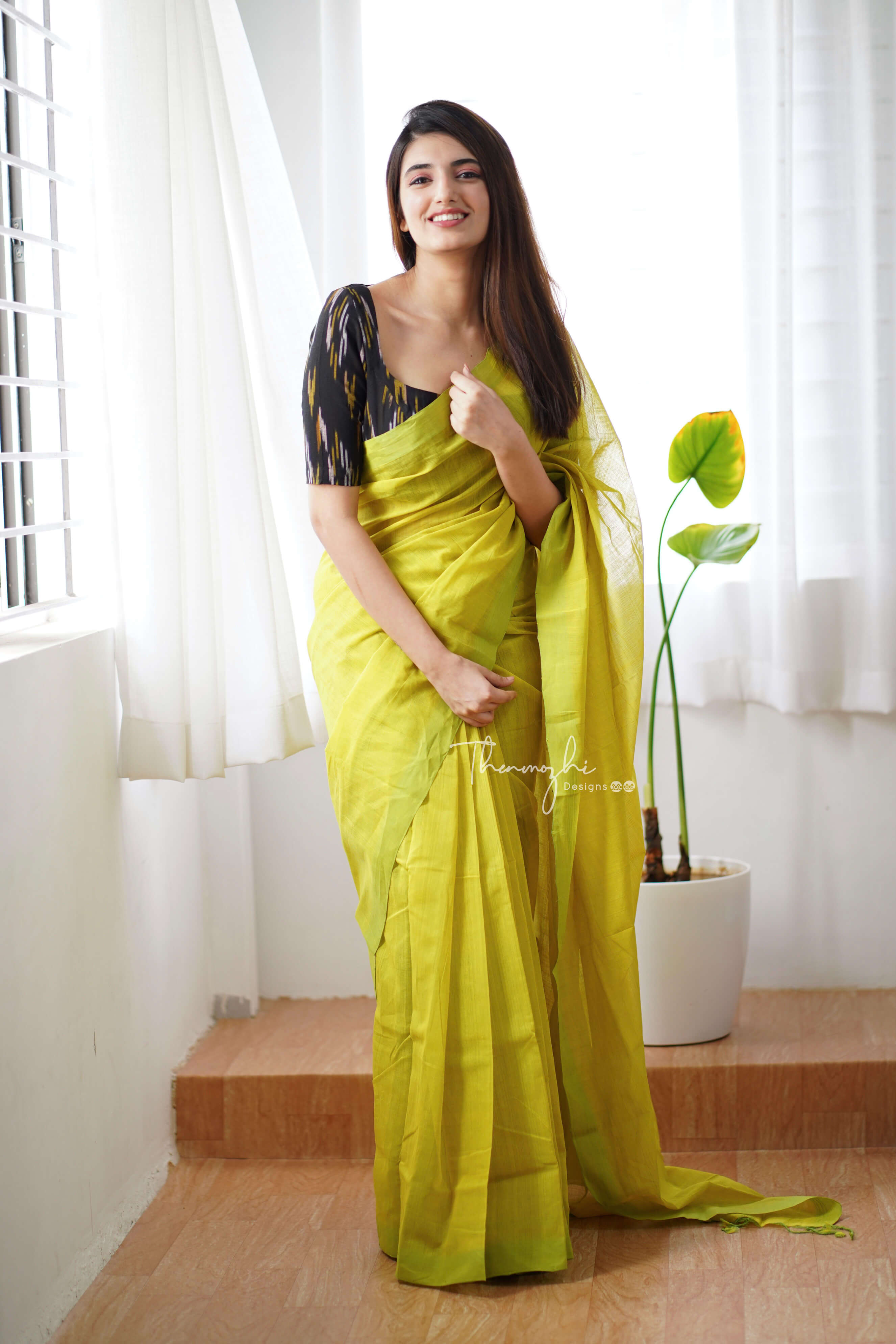Yarrow - Yellow Mangalagiri Plain Cotton Saree