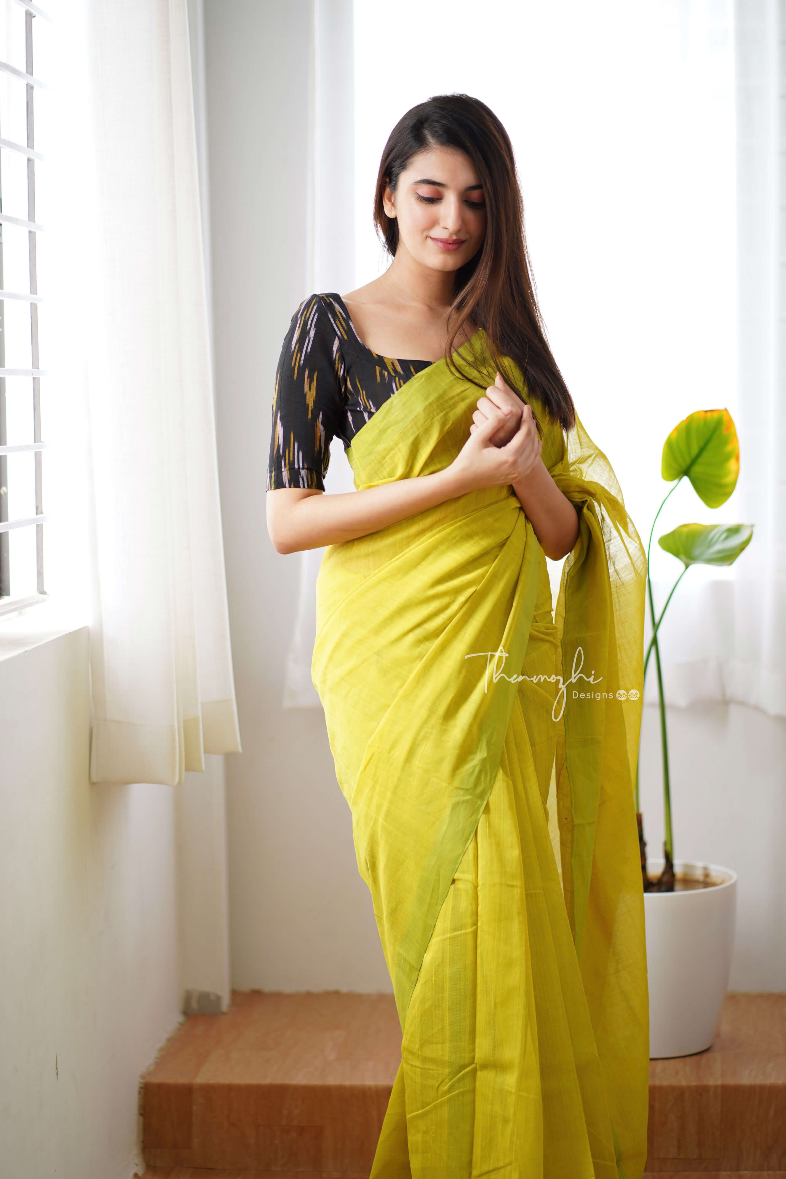 Yarrow - Yellow Mangalagiri Plain Cotton Saree