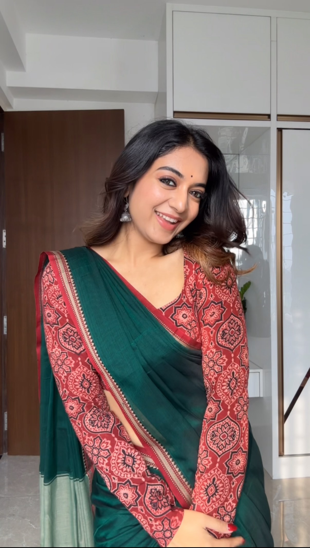 Maroon Aura Ajrakh full hand blouse