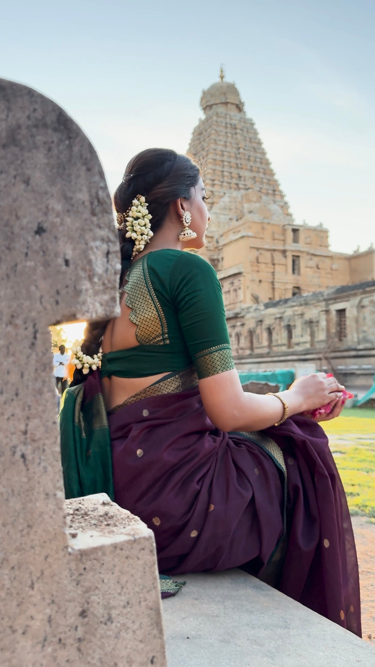 Luthuf Dark Wine Maheshwari Silk Cotton Handloom Saree