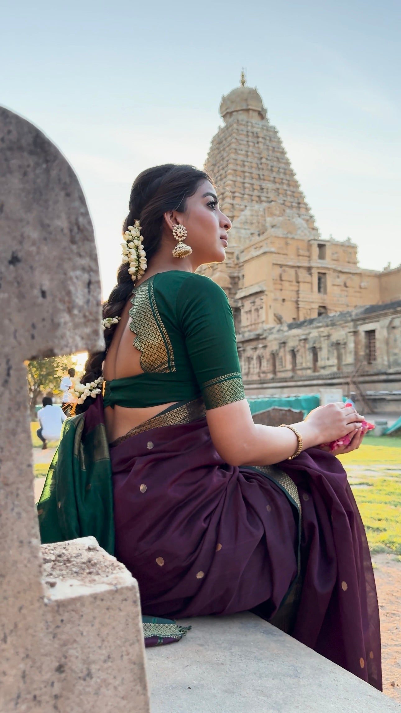 Luthuf Dark Wine Maheshwari Silk Cotton Handloom Saree