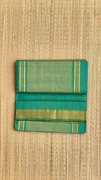 Light Green Zari Border - Green mangalagiri Cotton Saree with Zari border