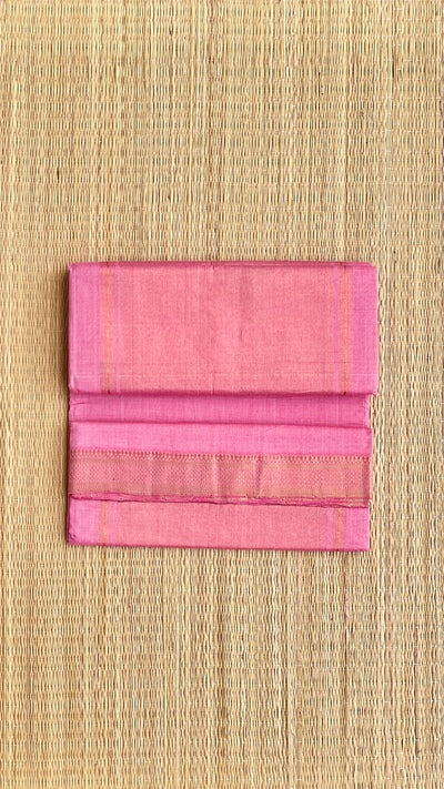 Rose Milk Pink Zari border - Pink Mangalagiri Cotton Saree With Zari Border