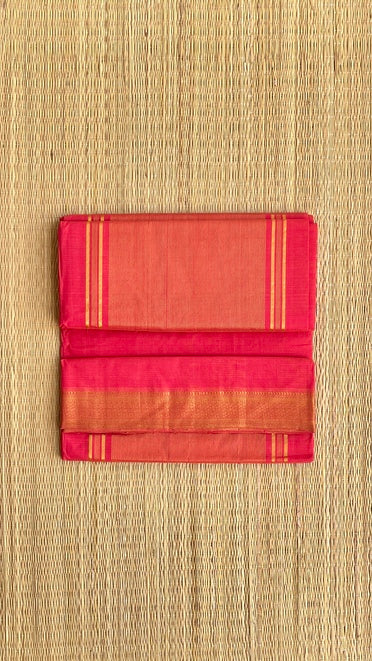 Dark Red Zari Border - Mangalagiri Cotton Saree