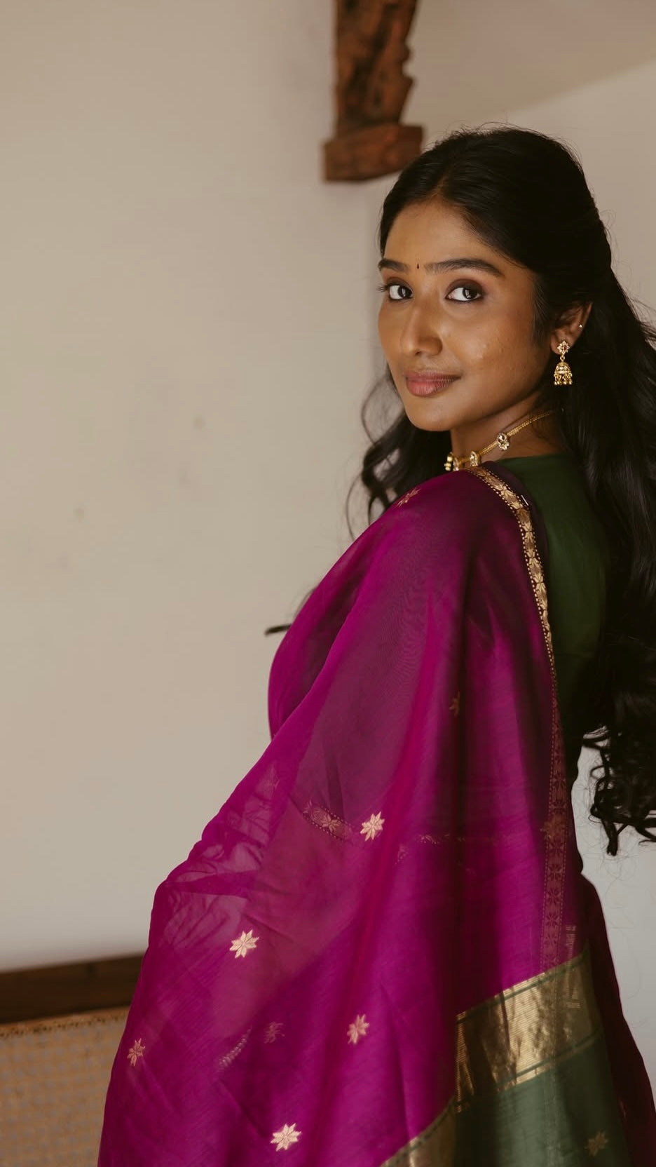 Deepika Ethnic Pink Maheshwari Silk Cotton Handloom Saree