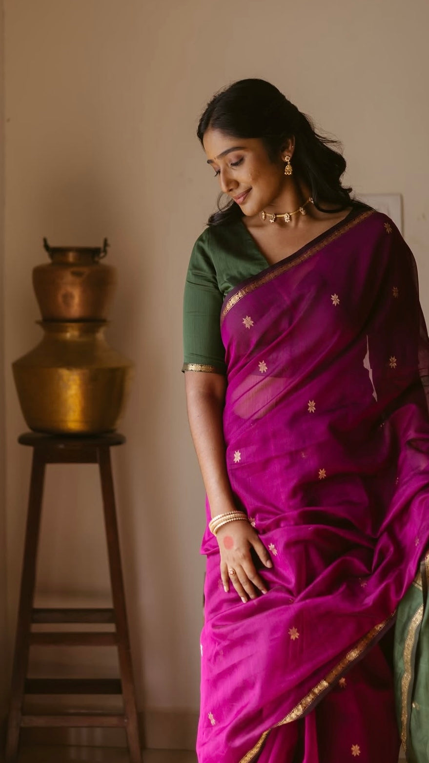 Deepika Ethnic Pink Maheshwari Silk Cotton Handloom Saree