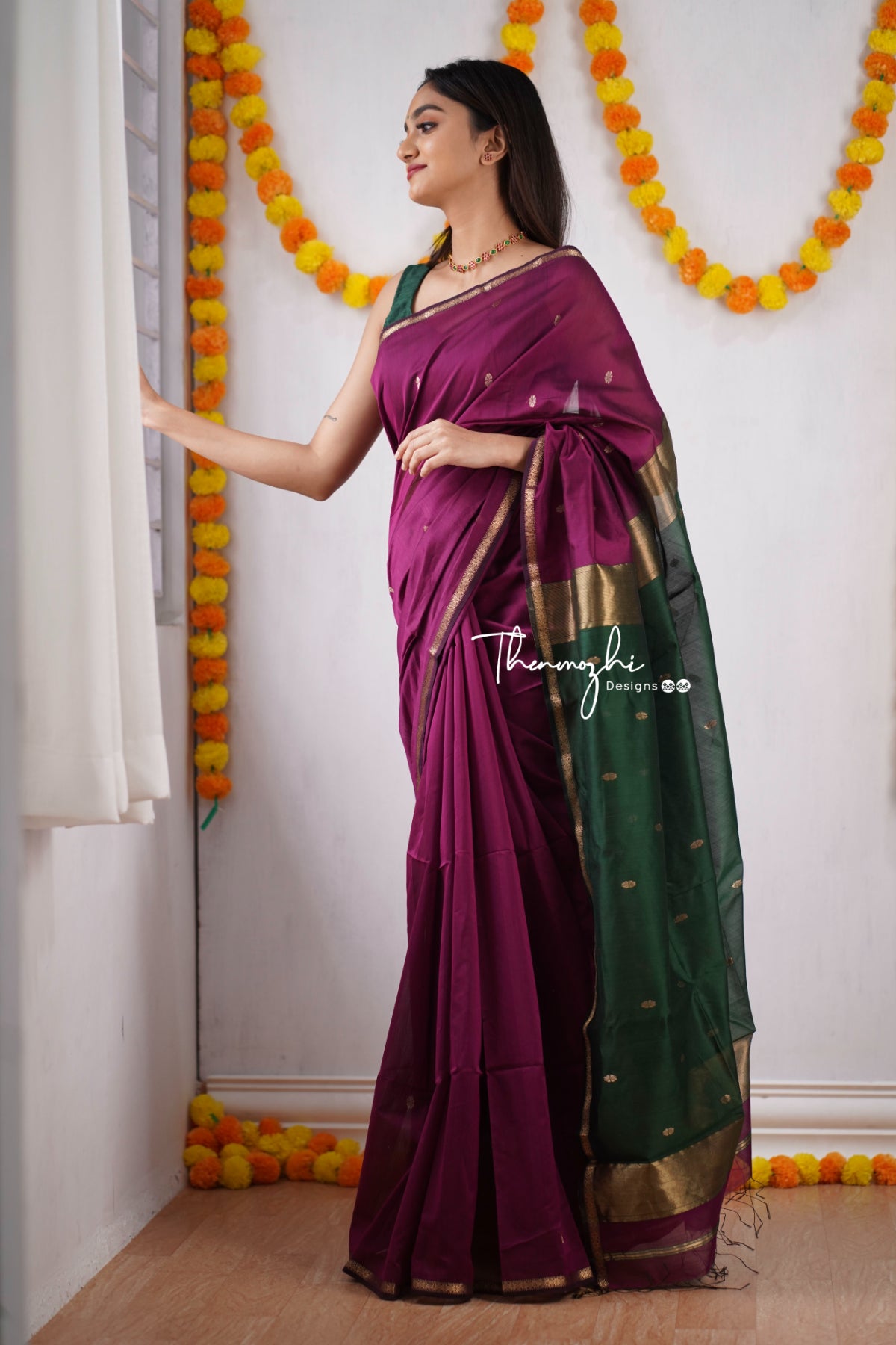 Ethnic Pink Maheshwari Silk Cotton Handloom Saree