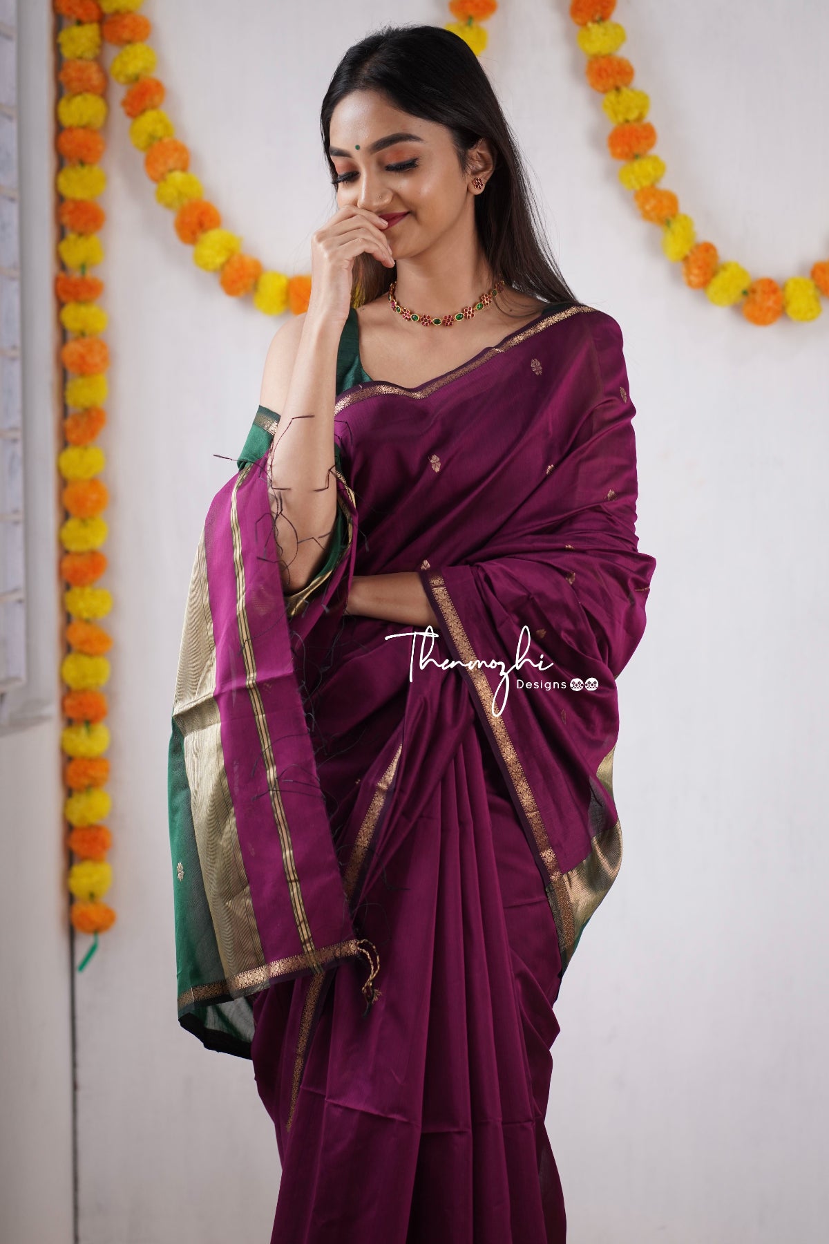 Ethnic Pink Maheshwari Silk Cotton Handloom Saree