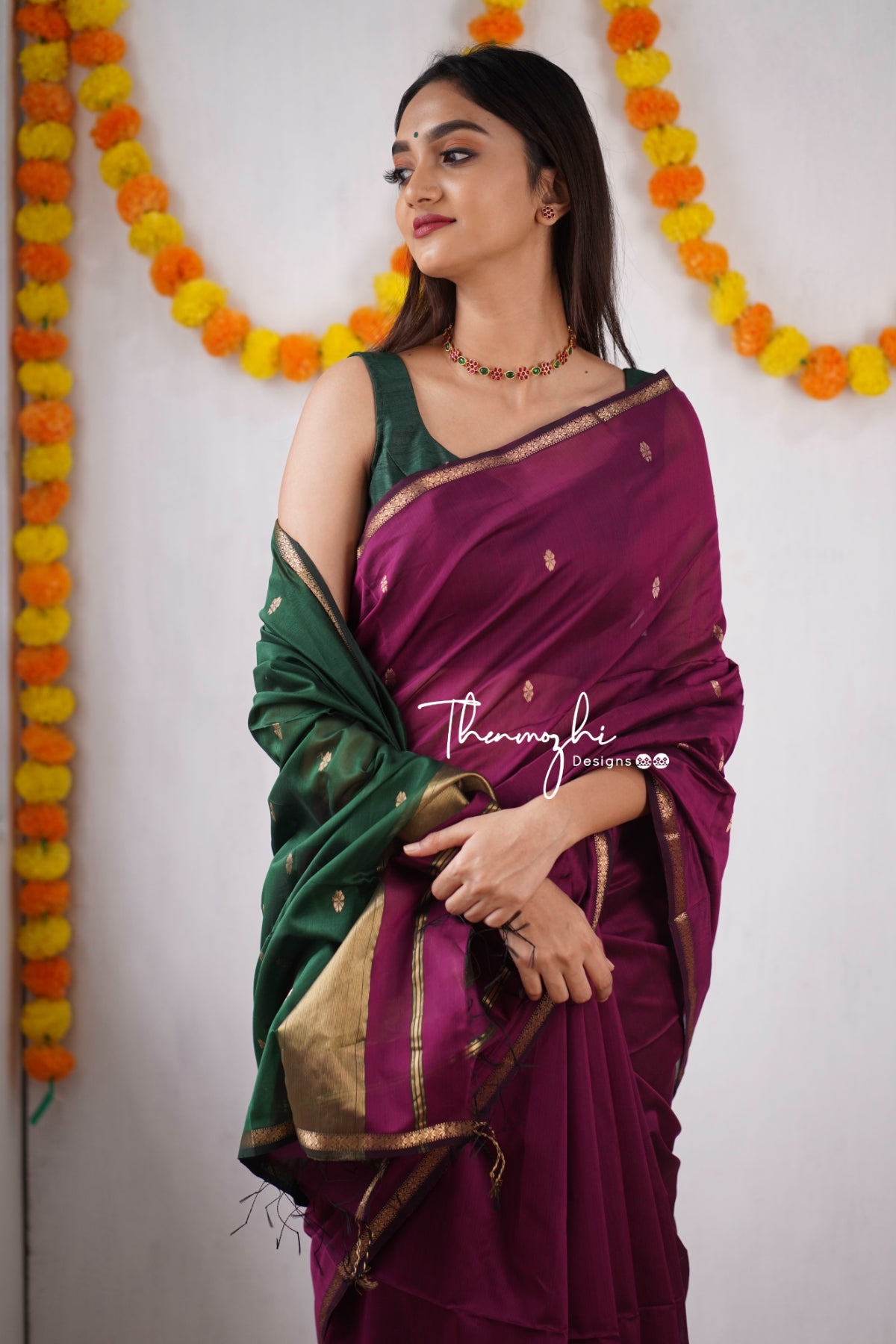 Ethnic Pink Maheshwari Silk Cotton Handloom Saree