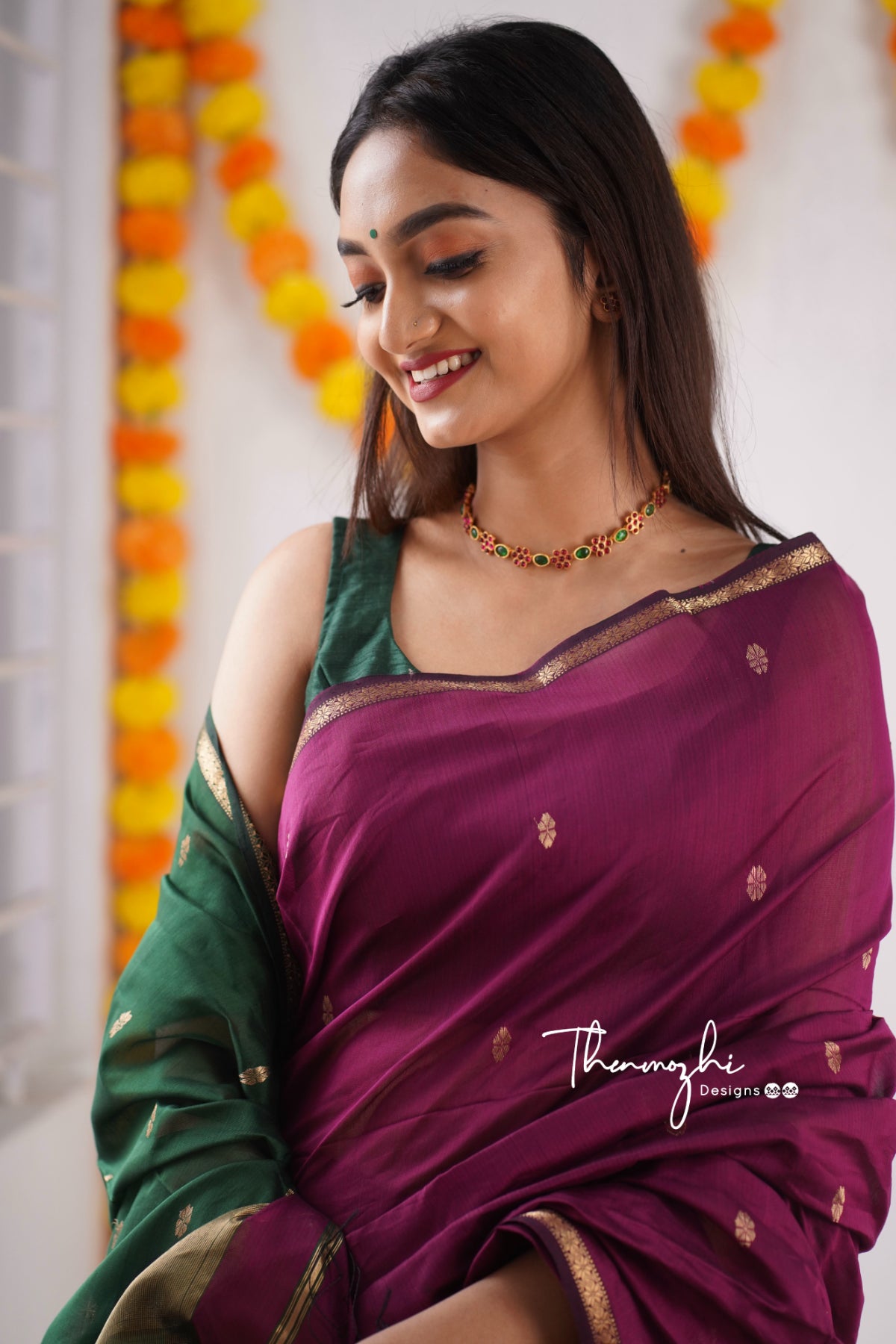 Ethnic Pink Maheshwari Silk Cotton Handloom Saree