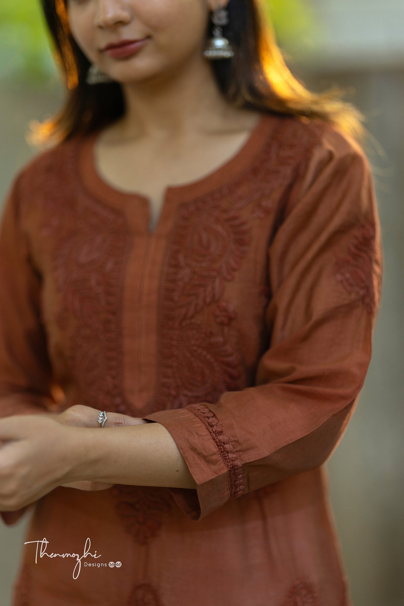 Brown Chikankari Chanderi Kurta