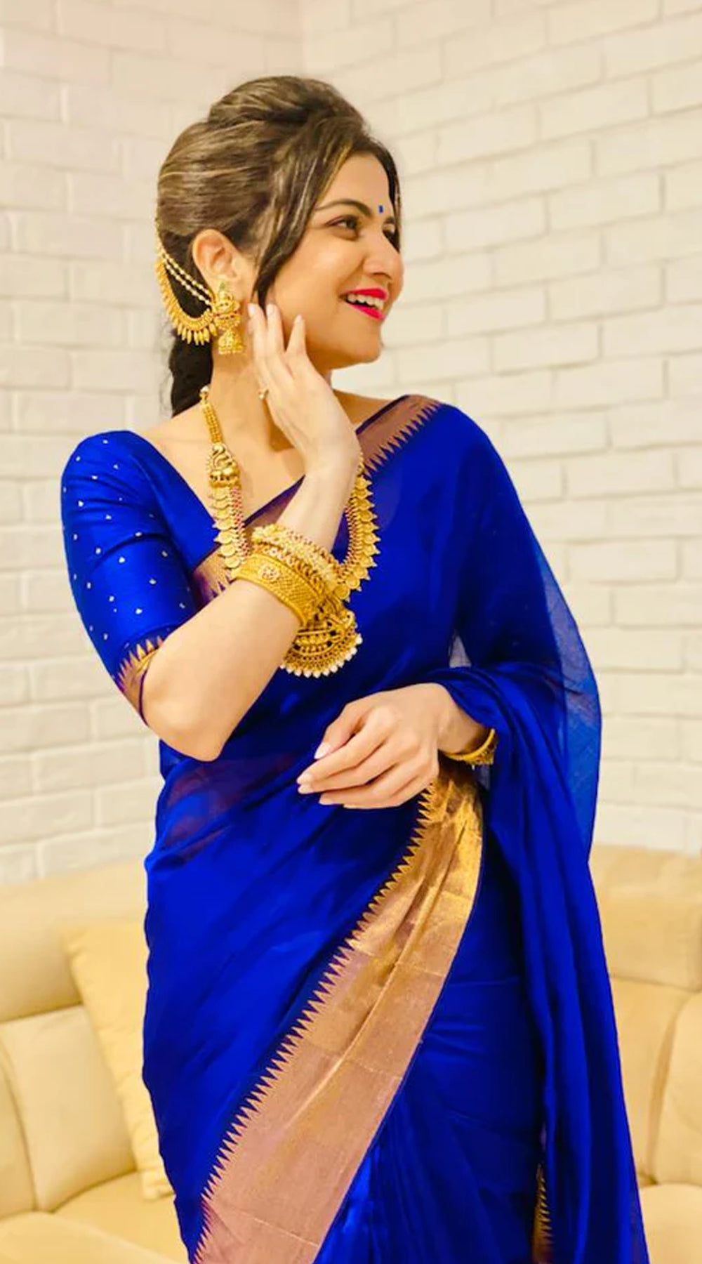 Imperial Blue - Blue Mangalagiri Silk Cotton Saree