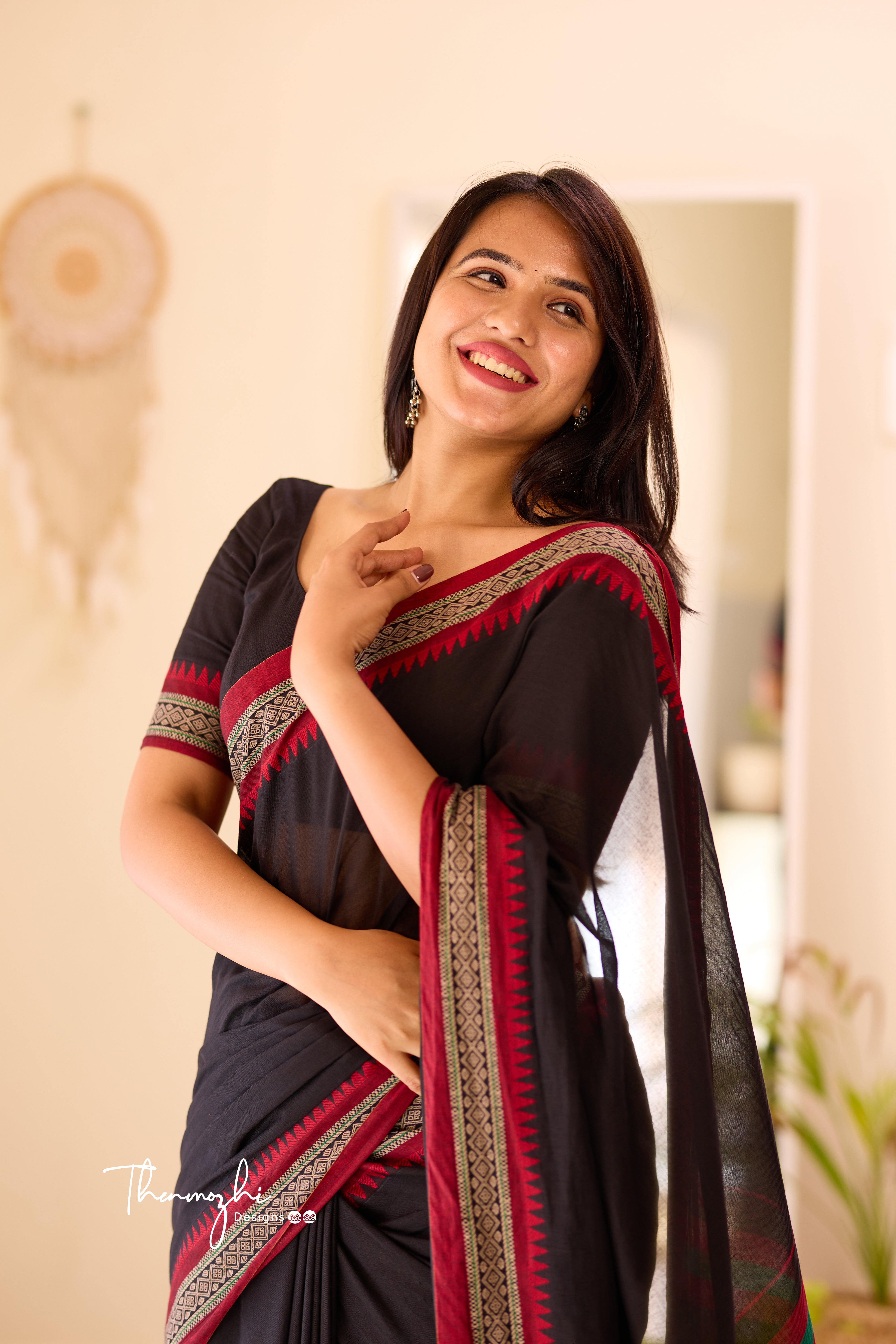 Black Narayanpet Temple Border Saree