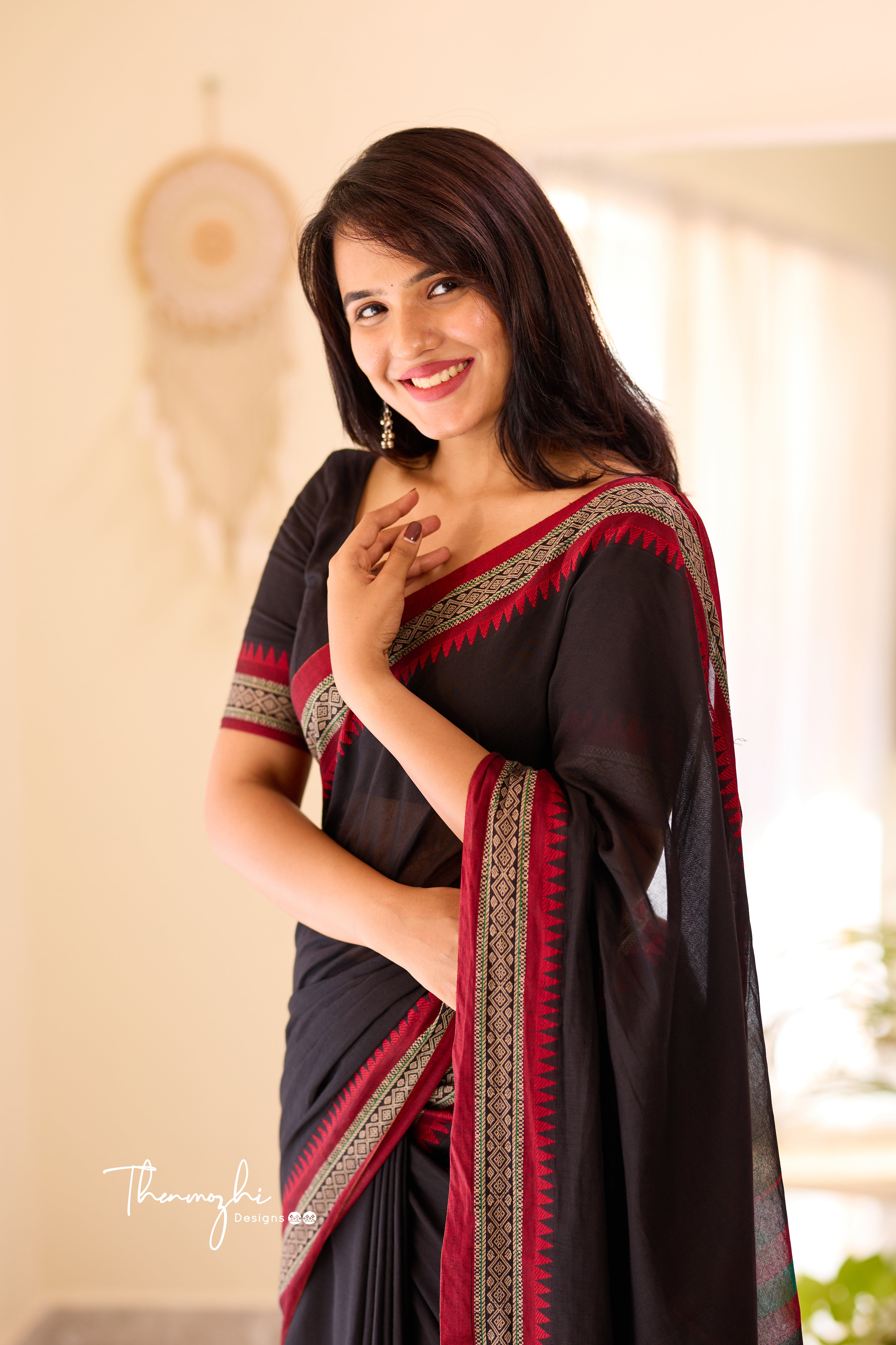 Black Narayanpet Temple Border Saree