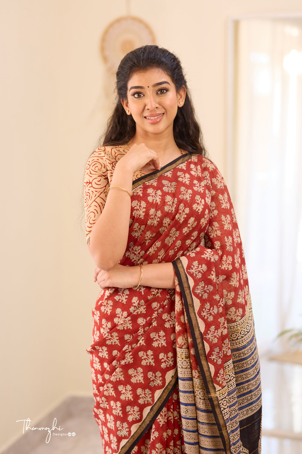 Maroon - Chanderi Silk Cotton Saree