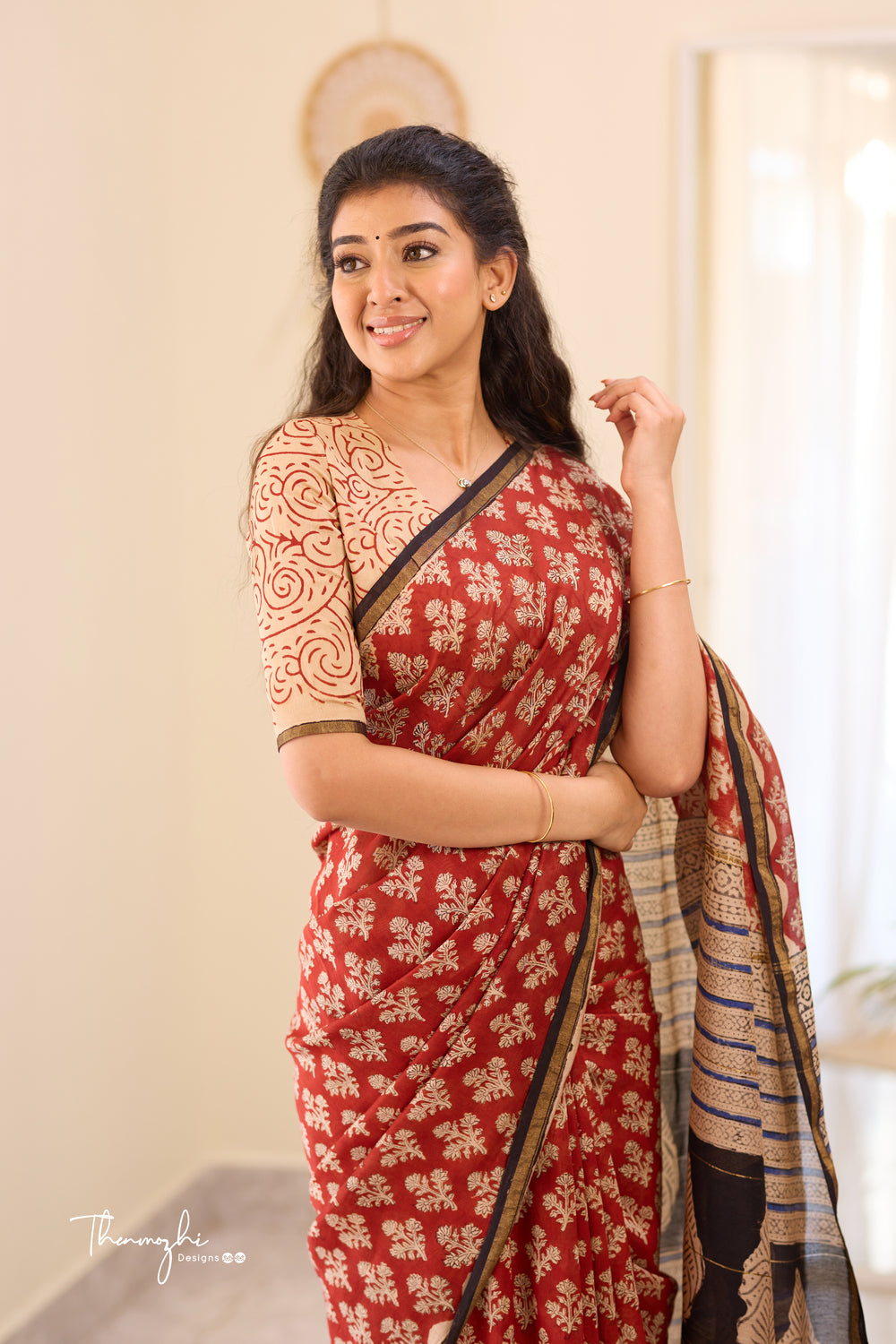 Maroon - Chanderi Silk Cotton Saree