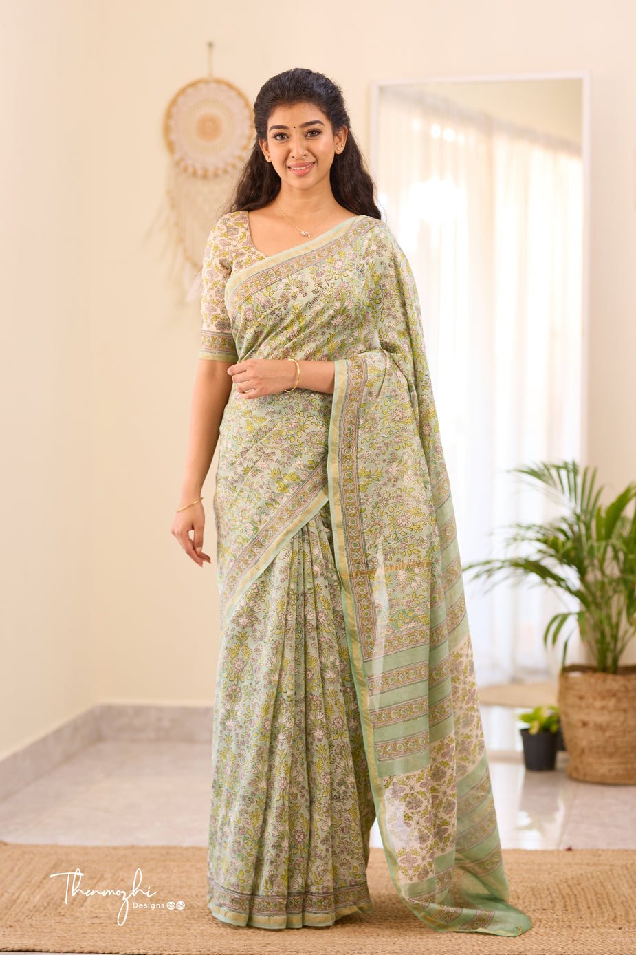 Classy Turquoise - Chanderi Silk Cotton Saree