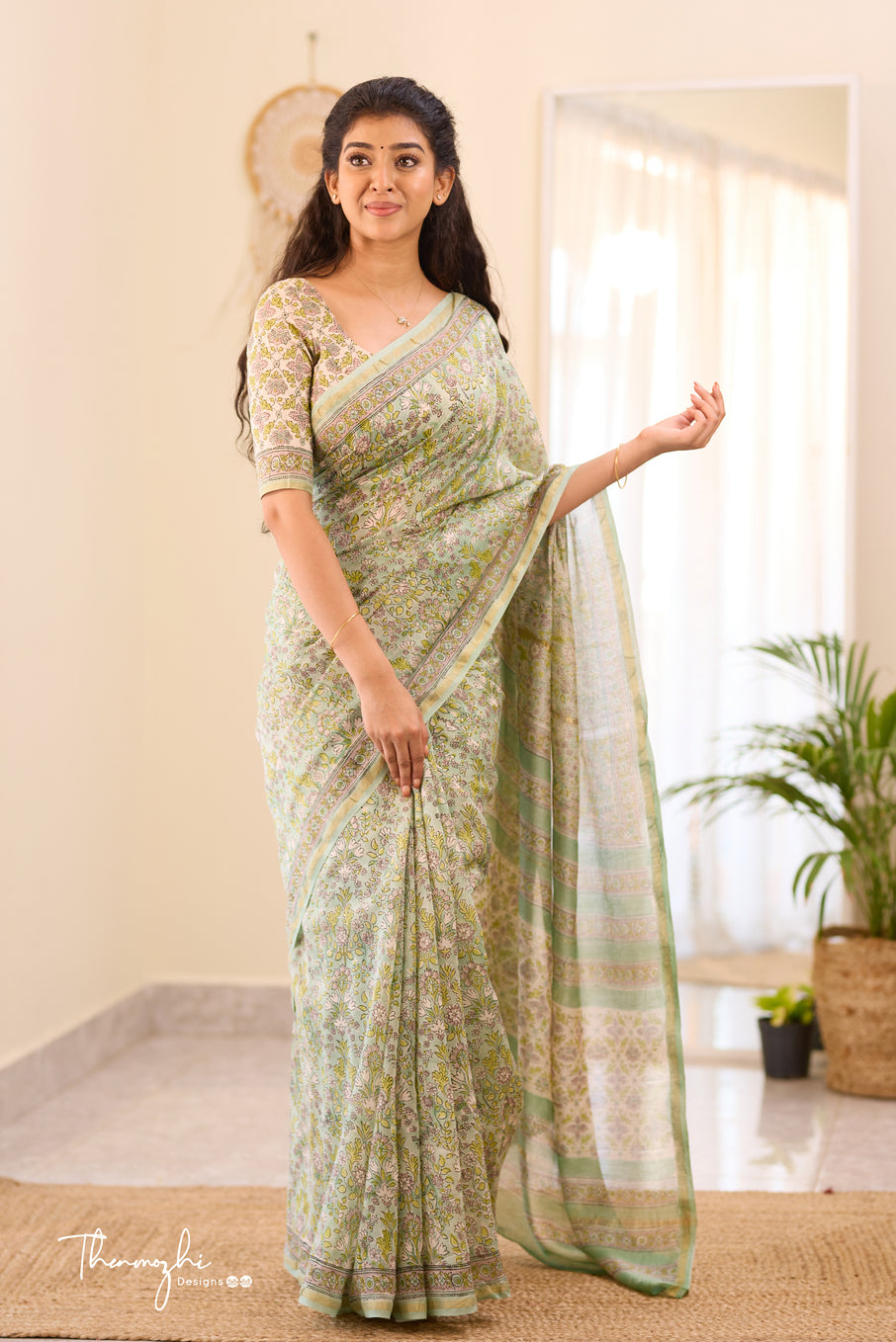 Classy Turquoise - Chanderi Silk Cotton Saree