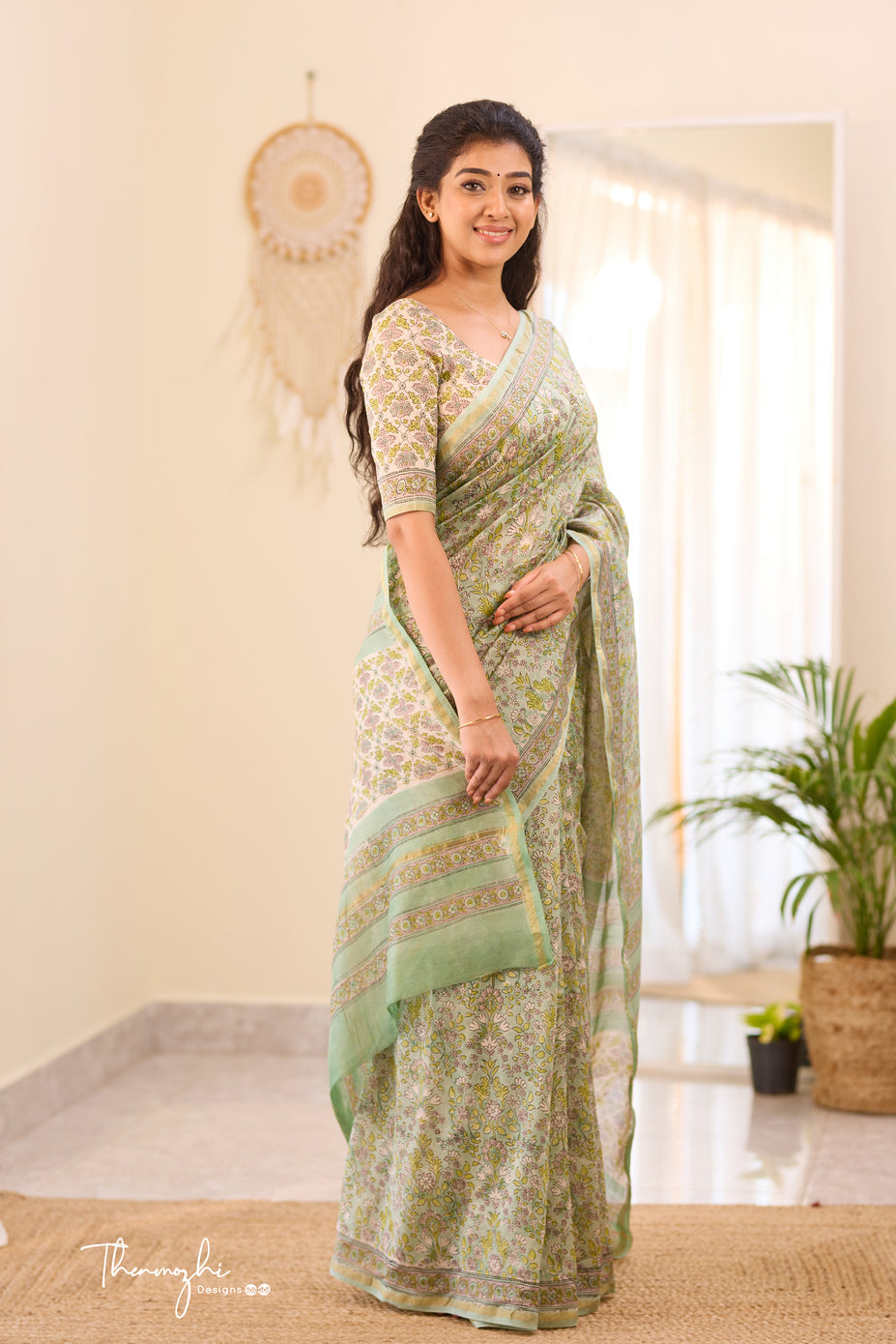 Classy Turquoise - Chanderi Silk Cotton Saree