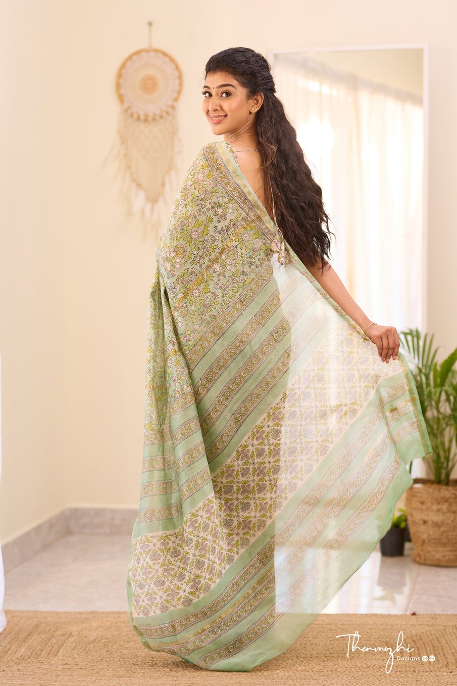 Classy Turquoise - Chanderi Silk Cotton Saree