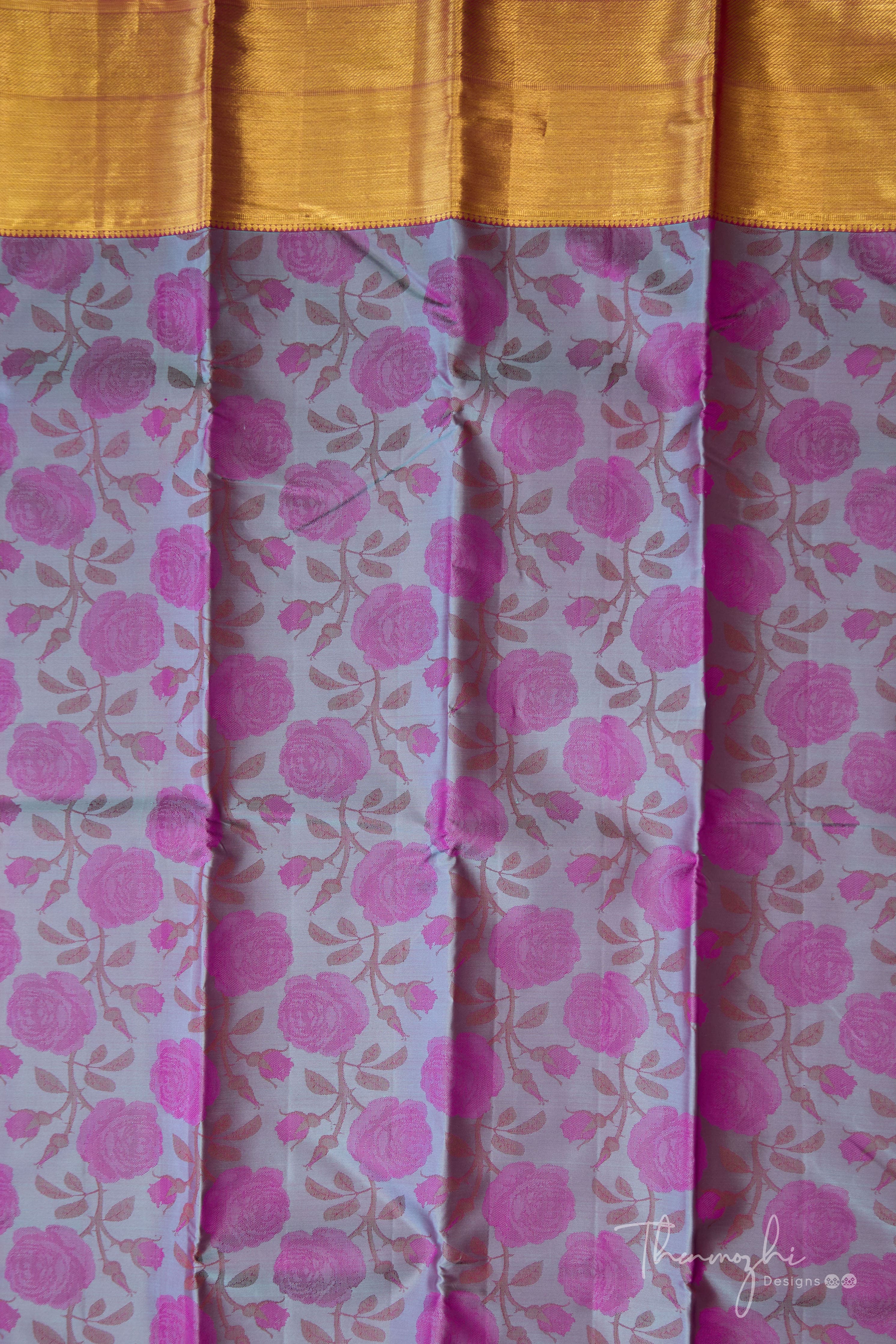 Pink Floral Kanjivaram Silk Saree