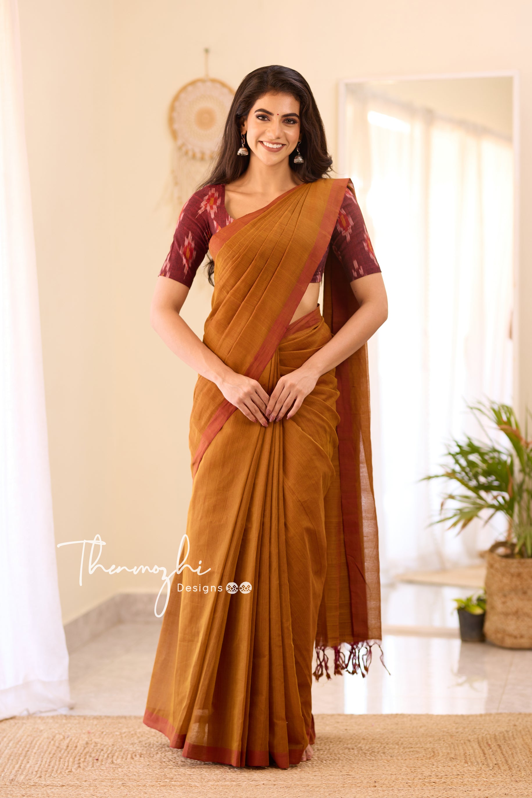 Mustard Glow - Mustard Mangalagiri Plain Cotton Saree