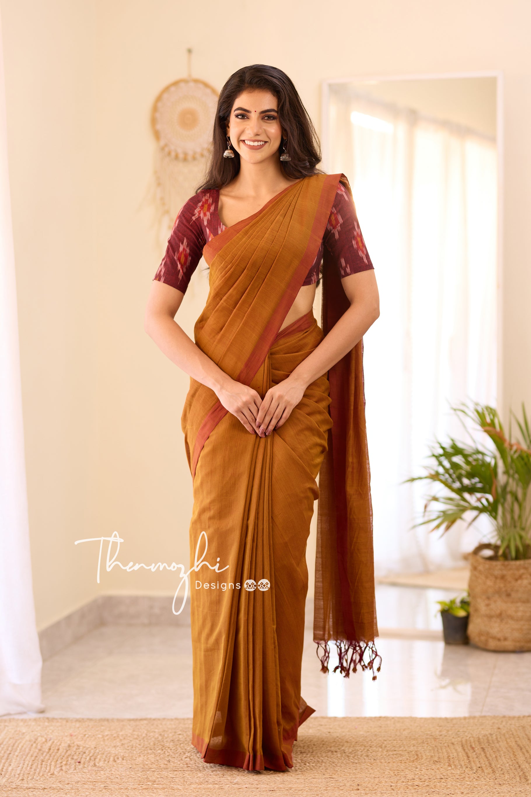 Mustard Glow - Mustard Mangalagiri Plain Cotton Saree
