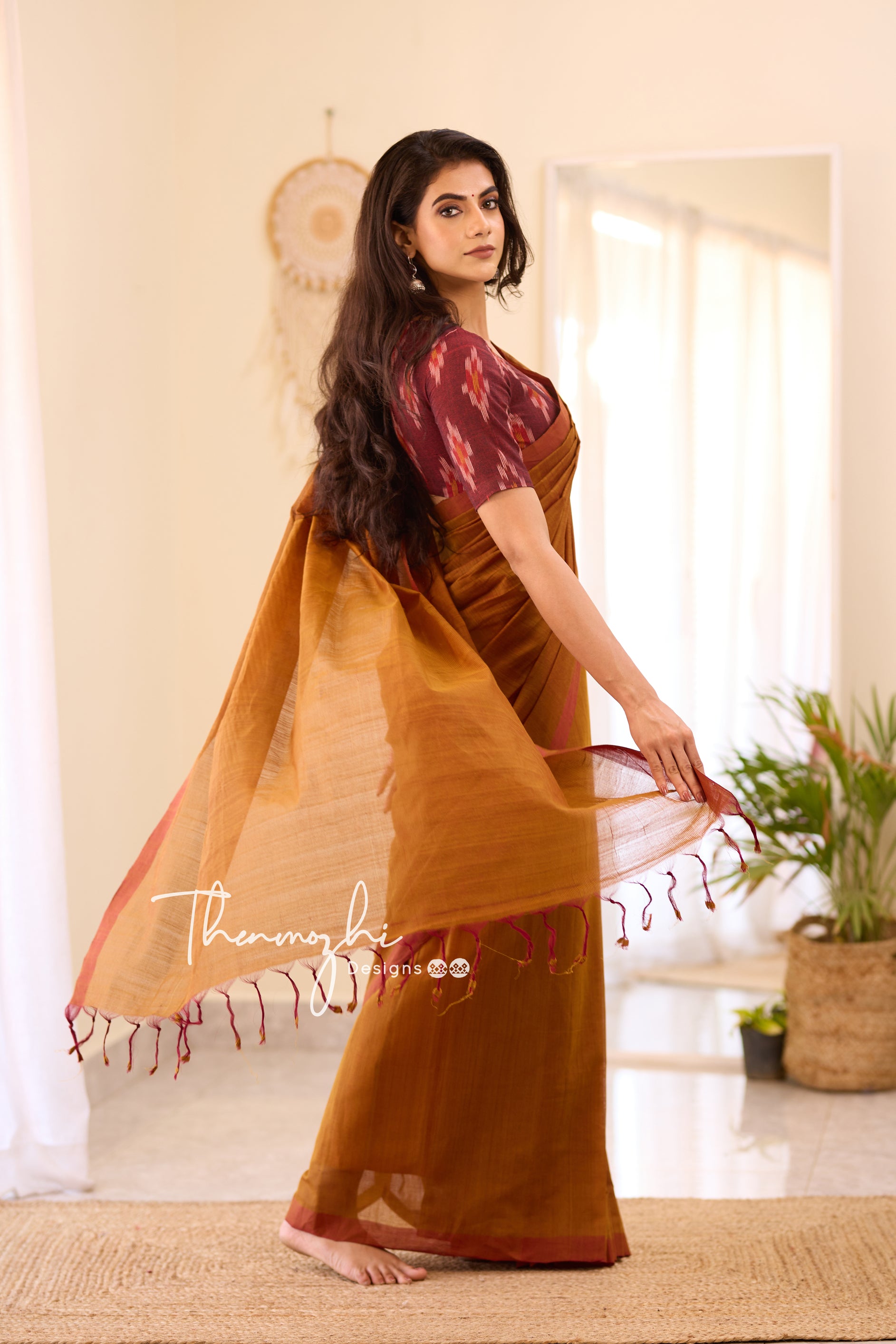 Mustard Glow - Mustard Mangalagiri Plain Cotton Saree