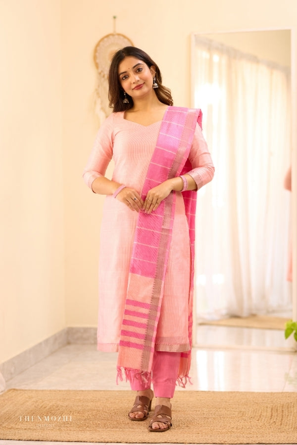 Light Pink Mangalagiri Semi Silk Salwar