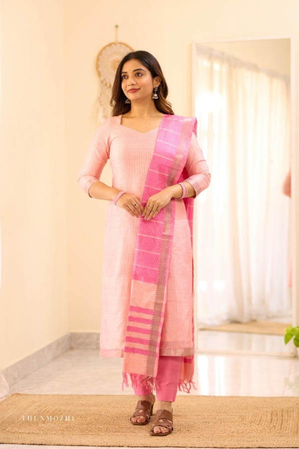 Light Pink Mangalagiri Semi Silk Salwar