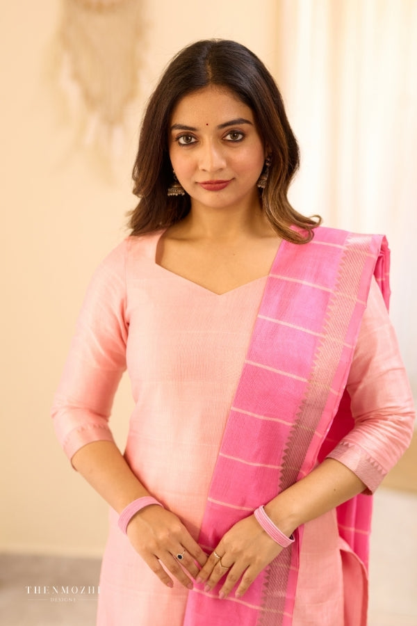 Light Pink Mangalagiri Semi Silk Salwar