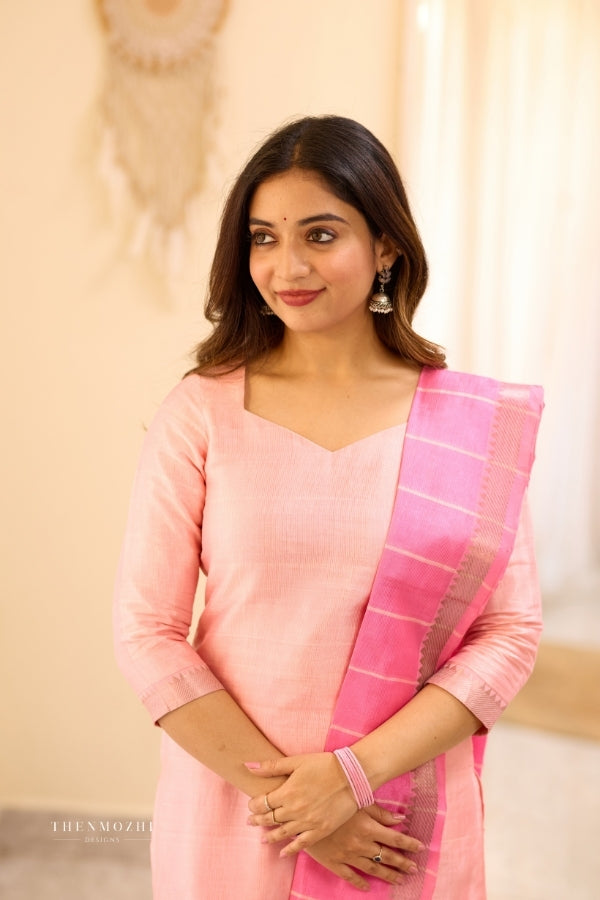 Light Pink Mangalagiri Semi Silk Salwar