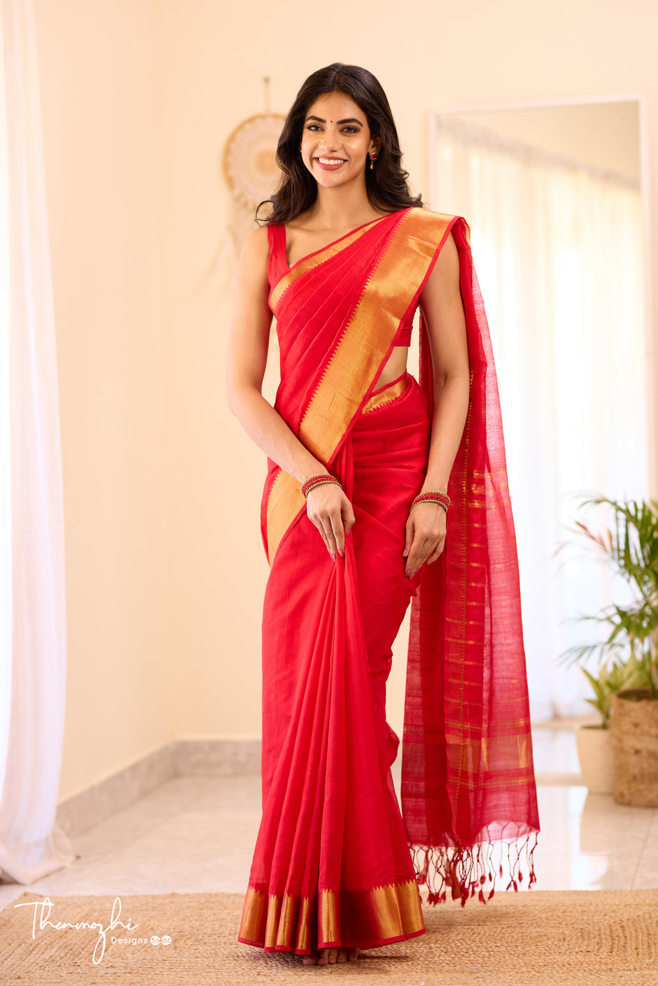 Red Handwoven Mangalagiri Silk Cotton