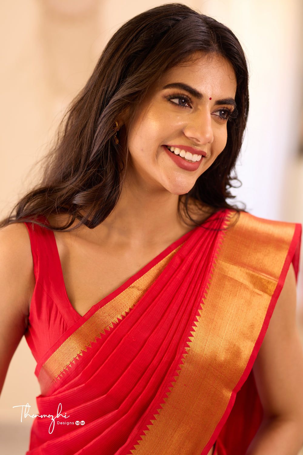 Red Handwoven Mangalagiri Silk Cotton