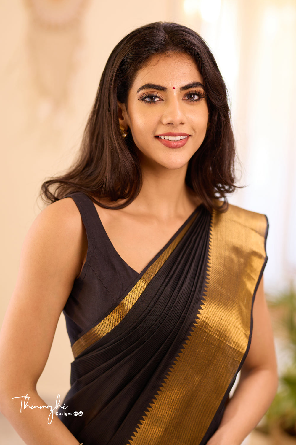 Black Handwoven Mangalagiri Silk Cotton