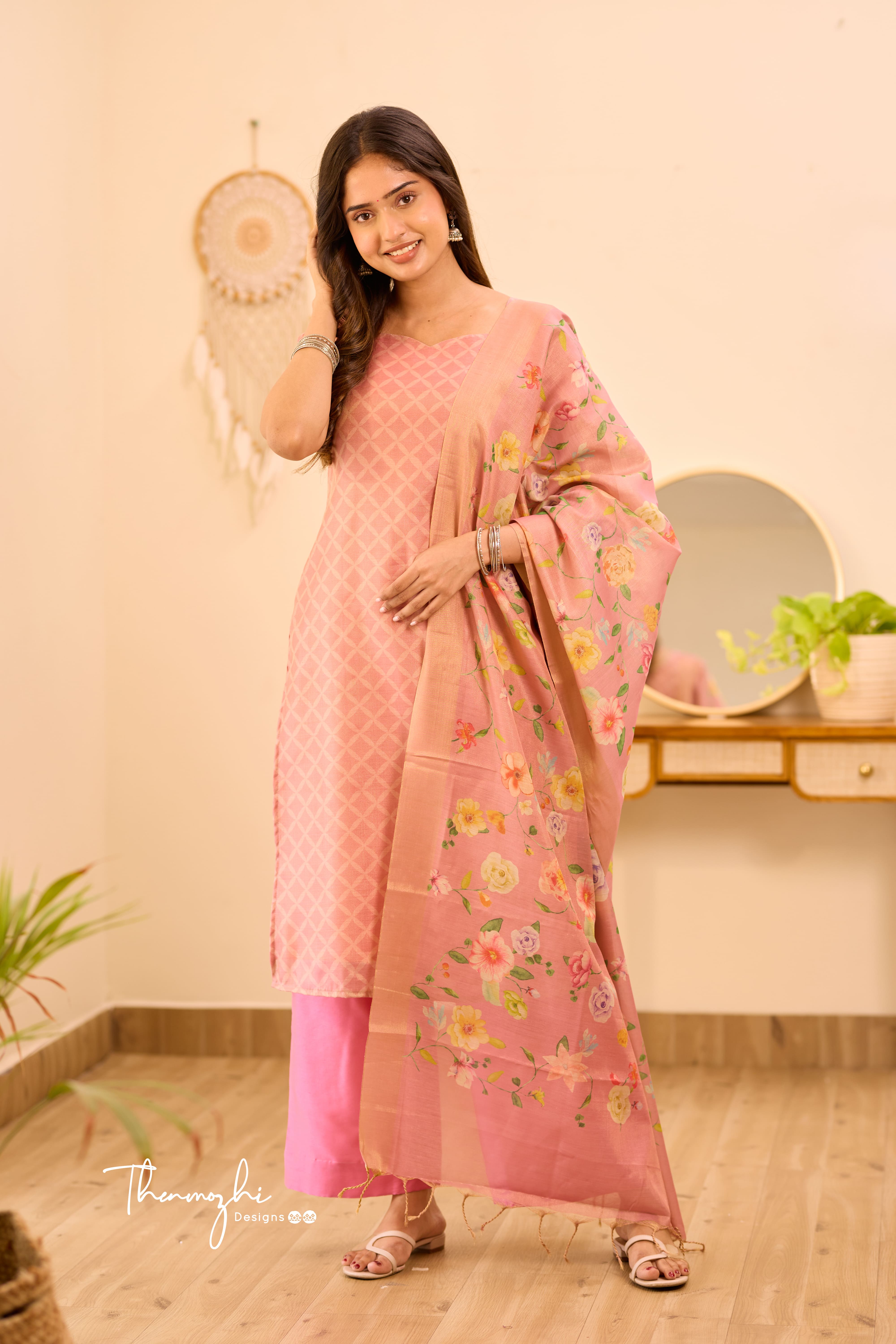 Onion Pink Floral Suit Set