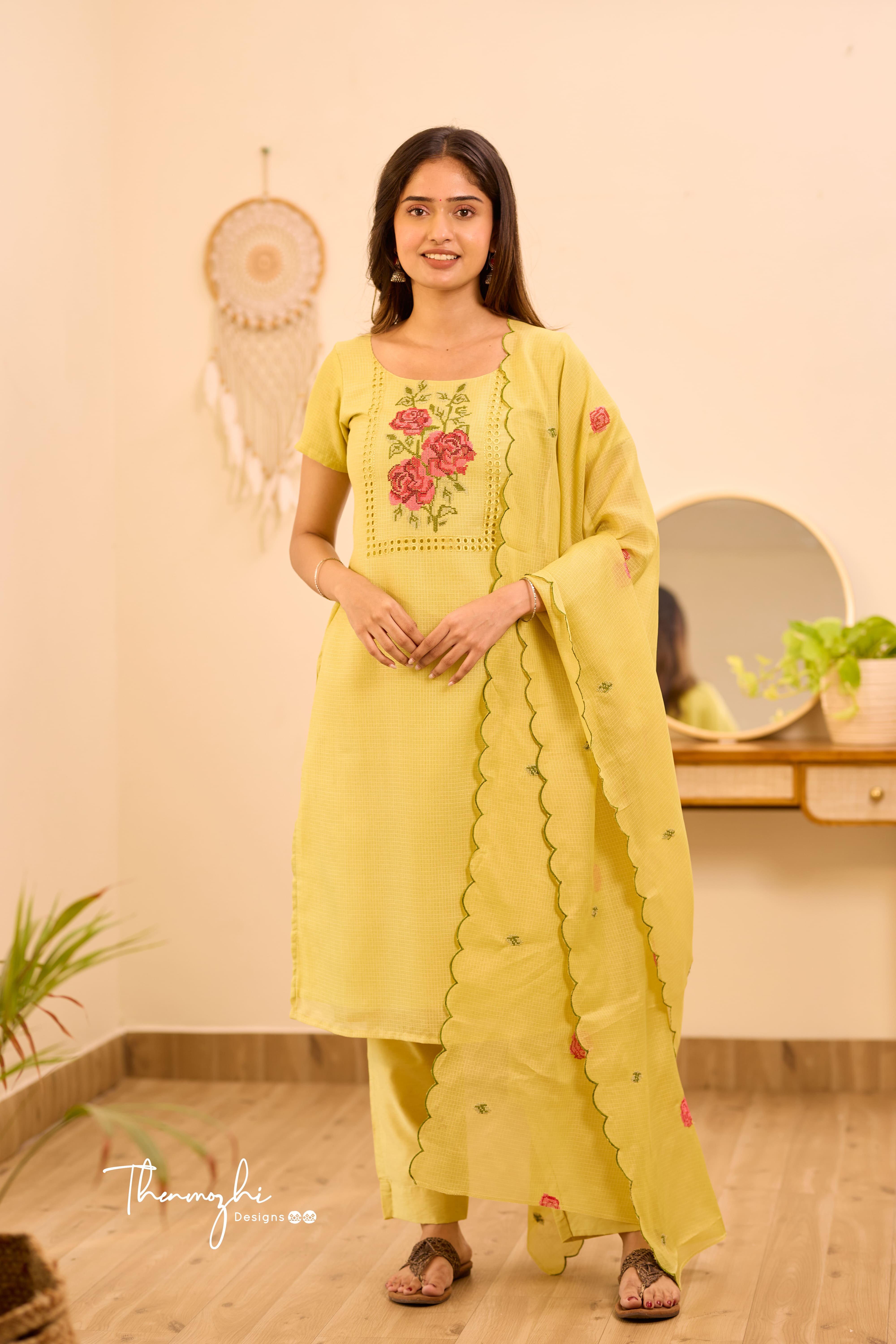 Light Green Floral Suit Set