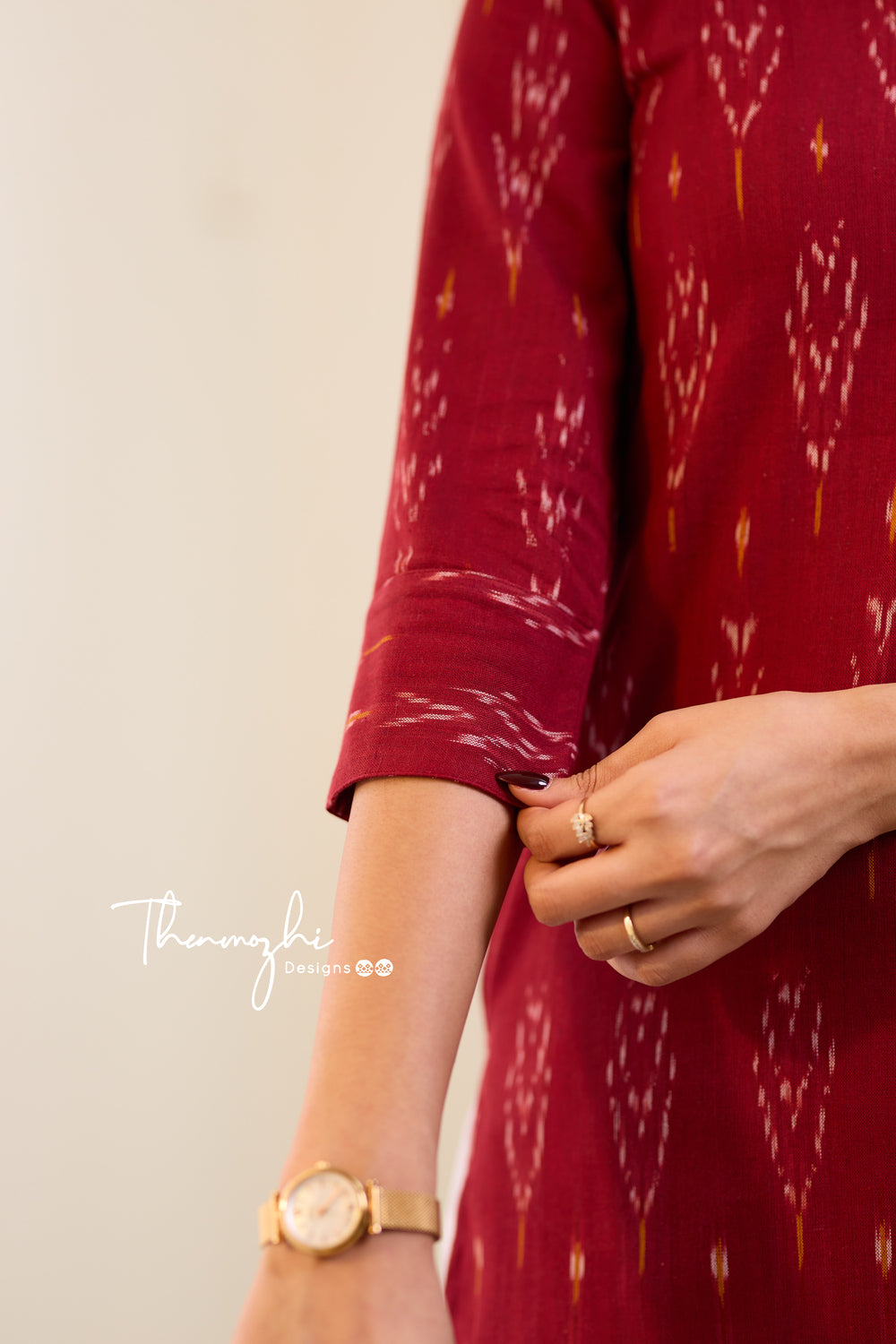 Maroon Ikkat Cotton Kurta - Maroon Ikkat Kurta