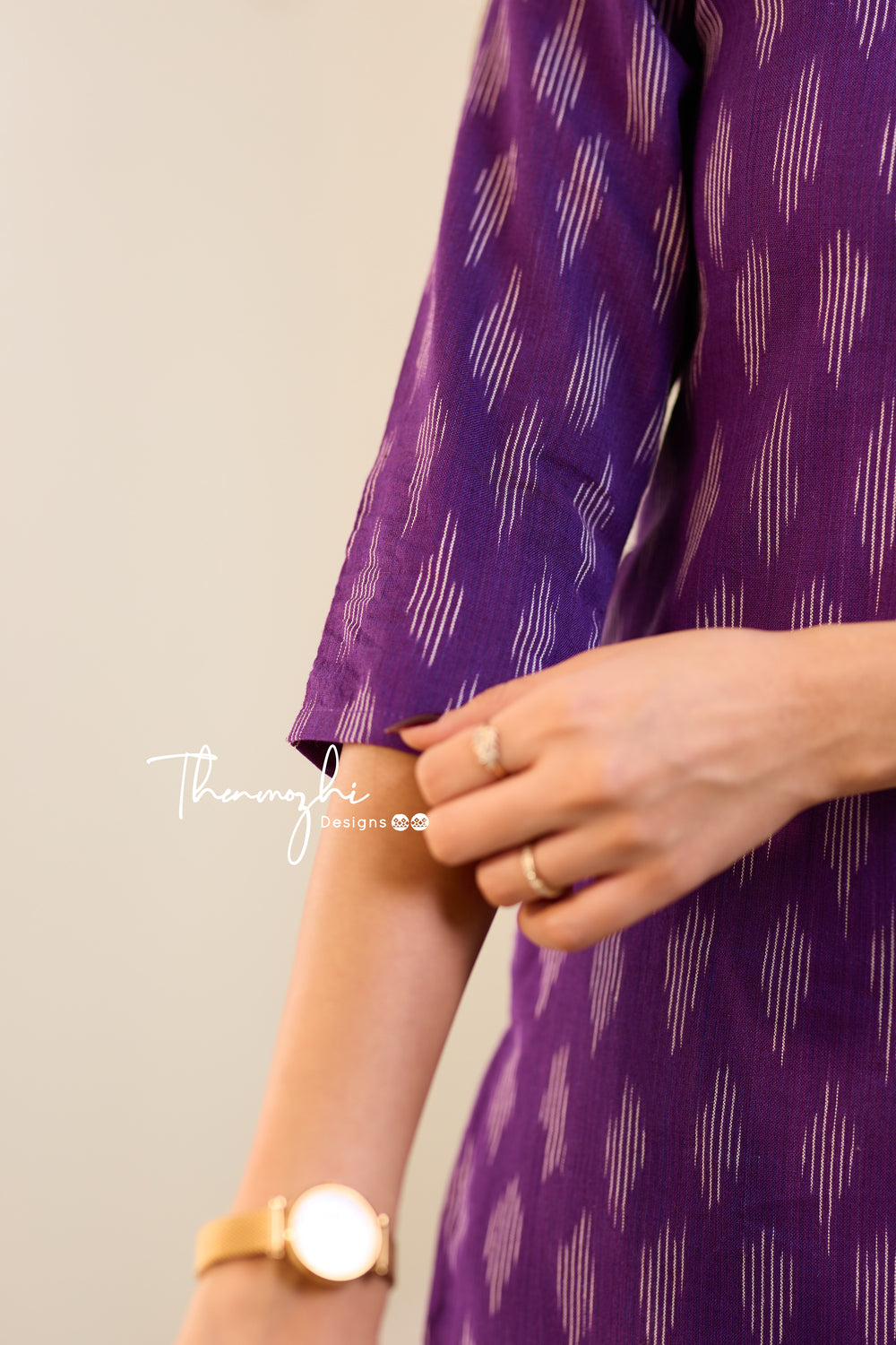 Purple Ikkat Cotton Kurta -Purple Ikkat Kurta