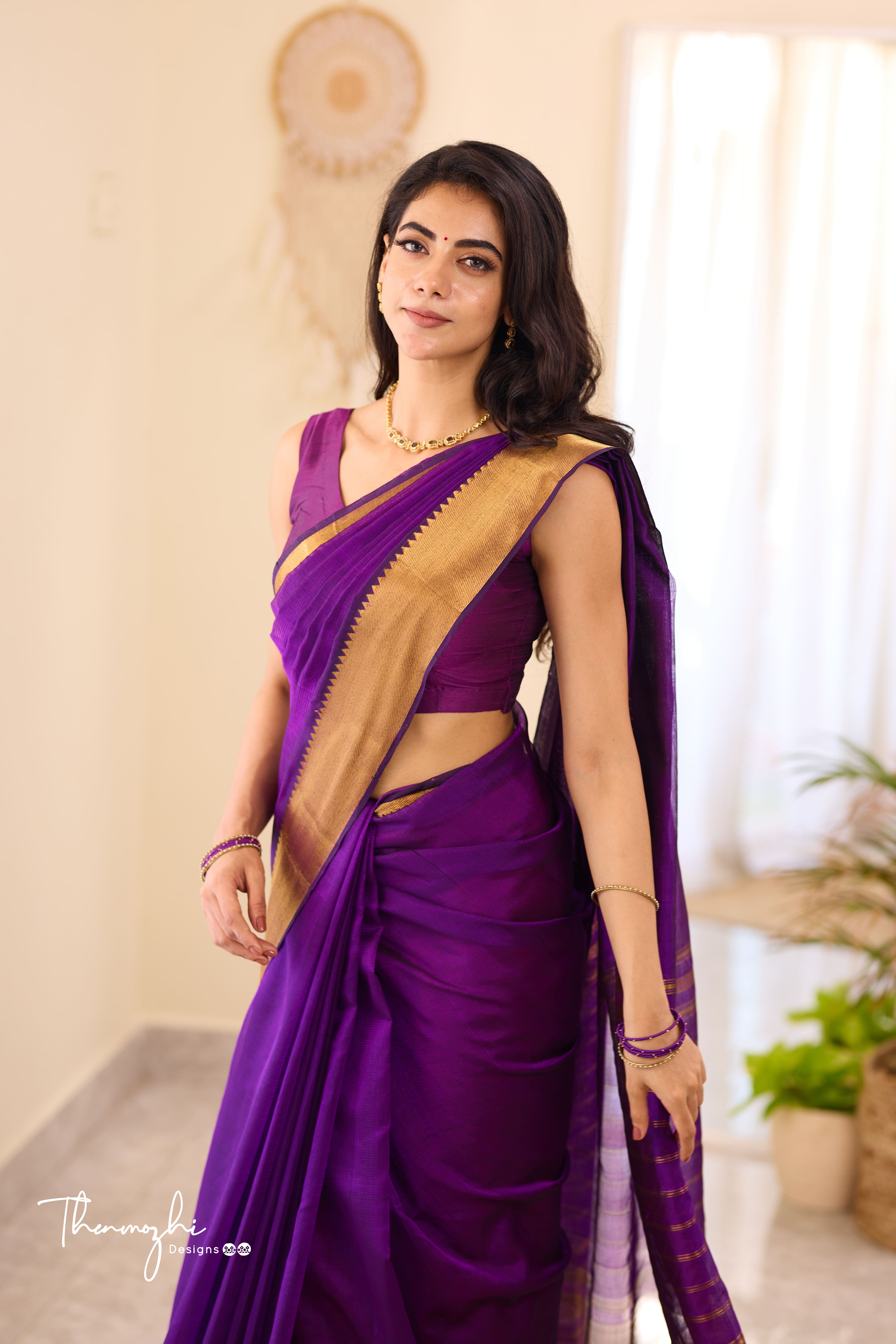Purple Mangalagiri Handwoven Saree