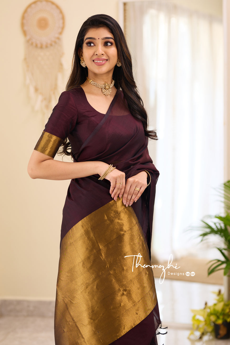 Kanchi Silk Cotton Coffee Brown Saree