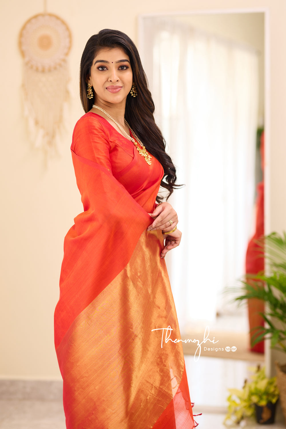 Kanchi Silk Cotton Orange Saree