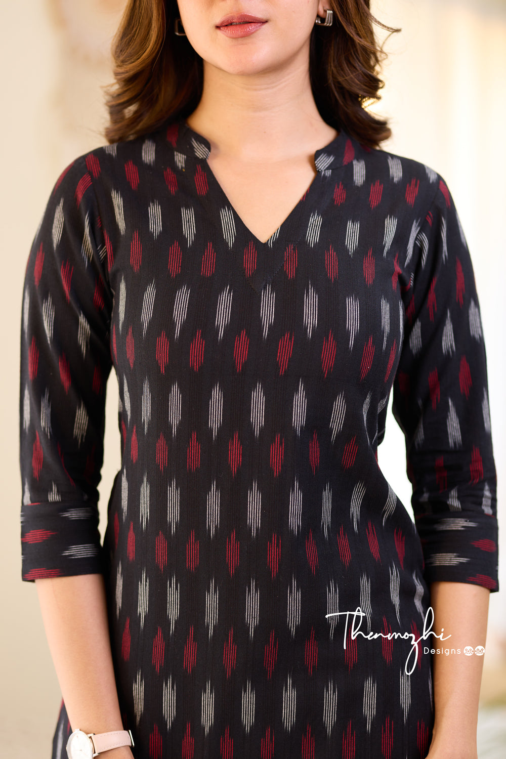 Black Ikkat Cotton Kurta