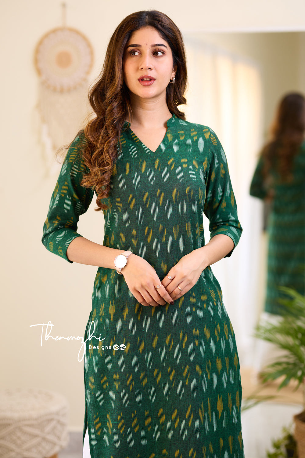 Green Ikkat Cotton Kurta