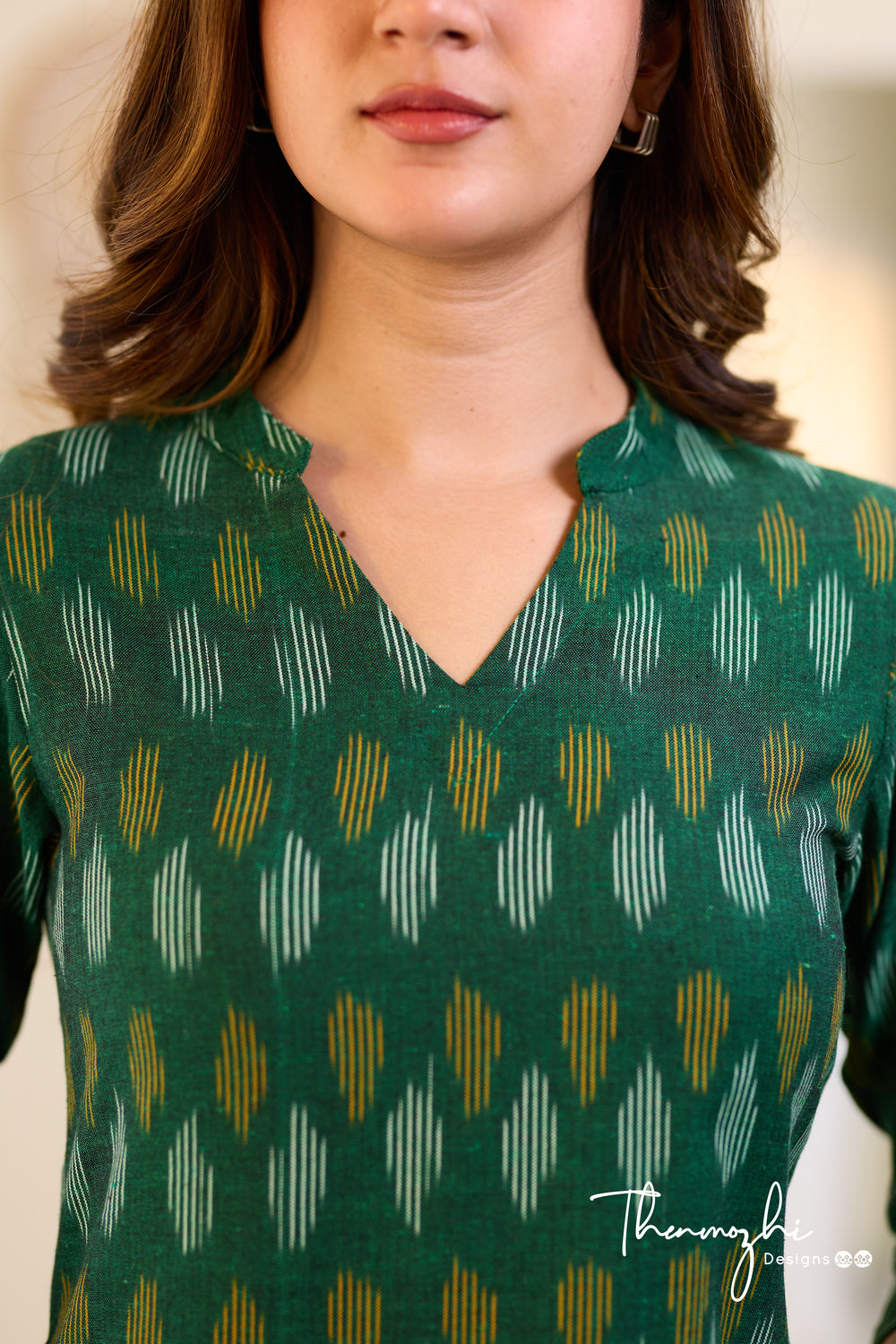 Green Ikkat Cotton Kurta