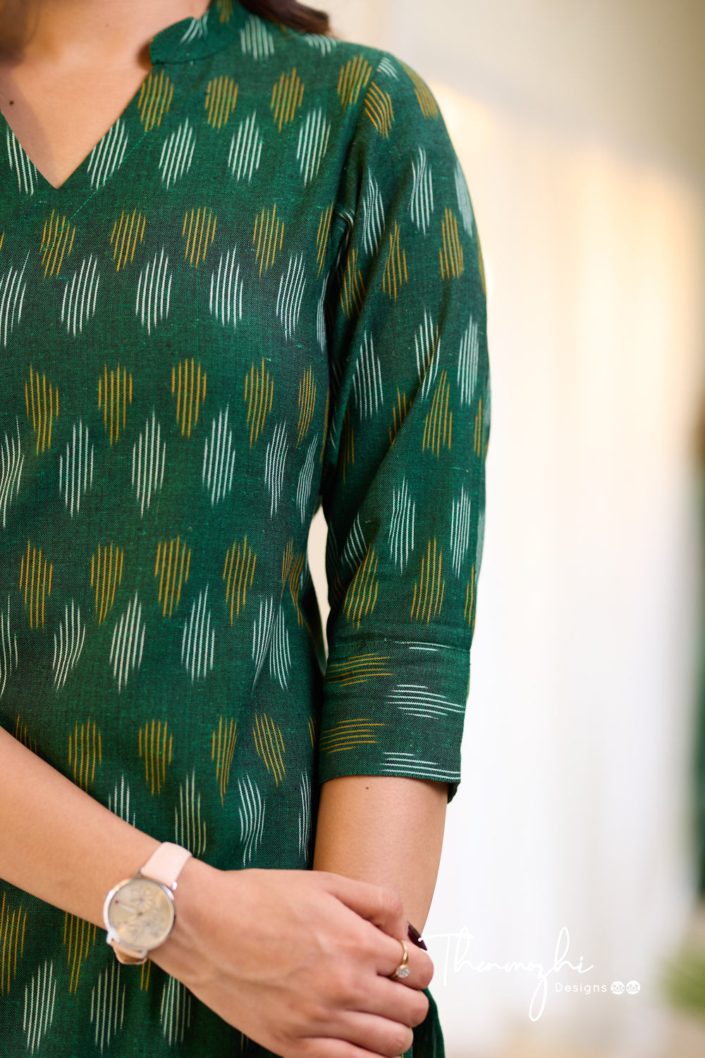 Green Ikkat Cotton Kurta