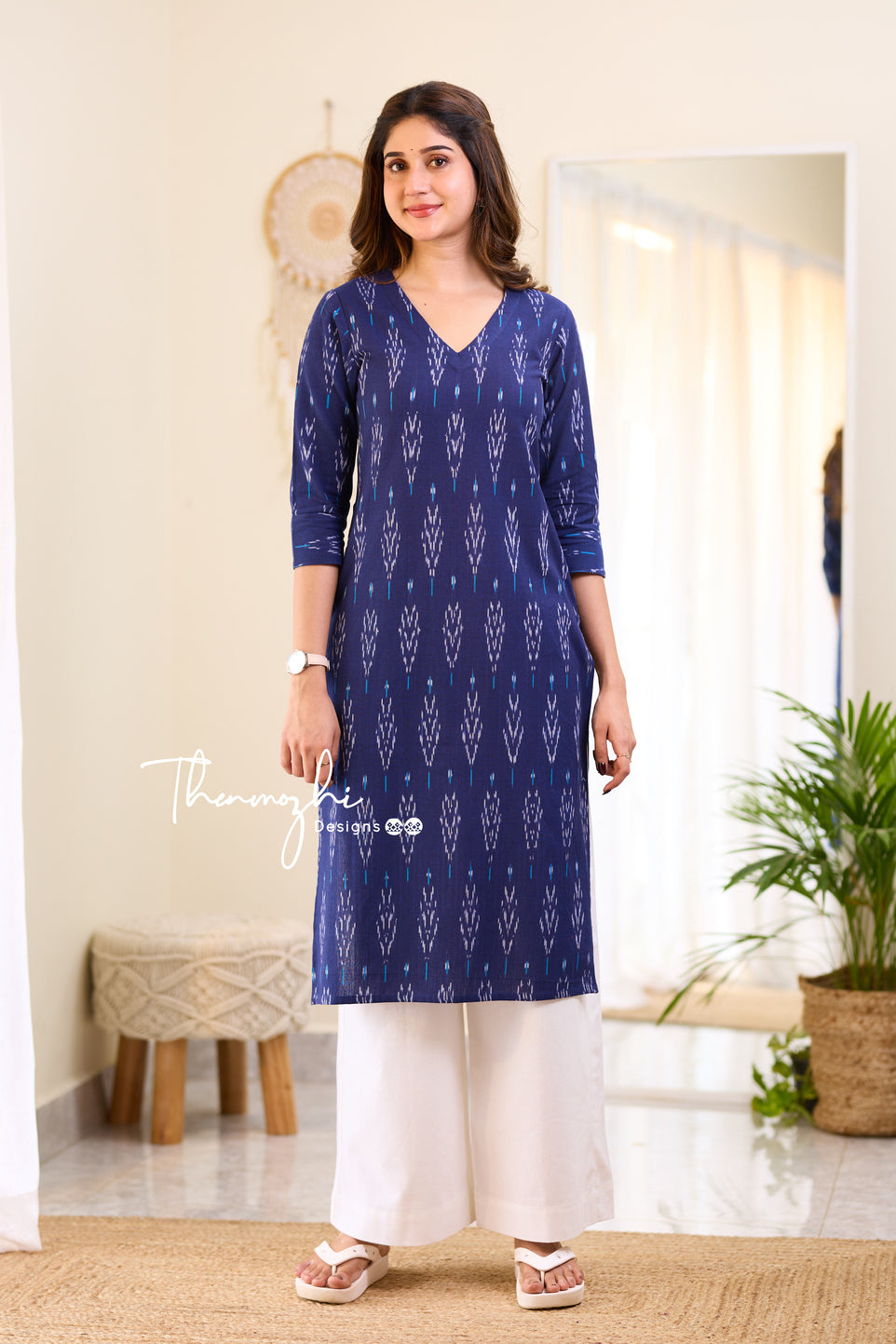 Blue Ikkat Cotton Kurta